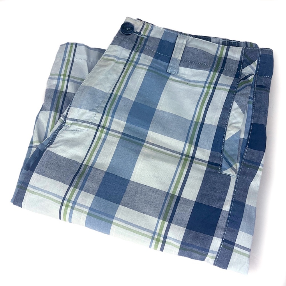 Micros Blue & Green Plaid Skull Shorts